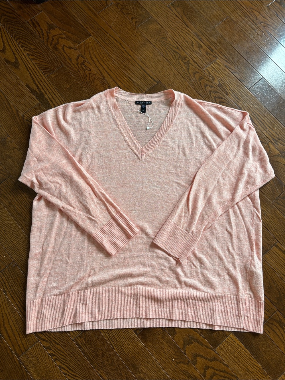 Eileen Fisher Light Pink V-Neck Sweater
